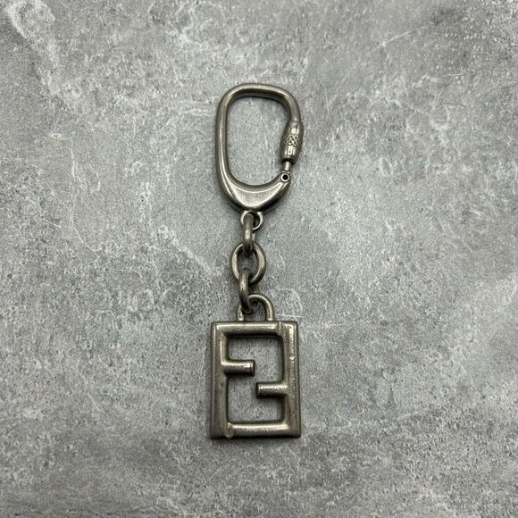 Authentic Fendi FF Silver Tone Metal Keychain Key Holder Made In Italy - Picture 1 of 15